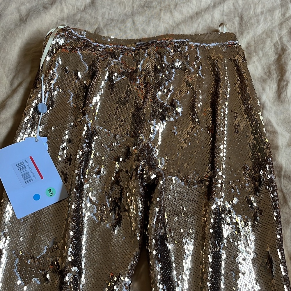 ✨Brand New MILLY high waist skinny pants all in gold sequins Sz 2 ✨ - Picture 8 of 10